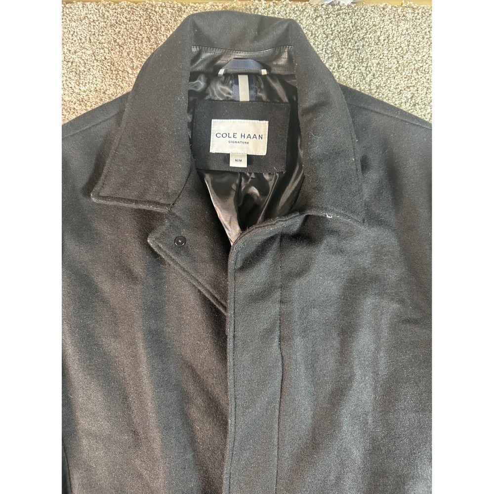 Cole Haan Signature Mens Black Wool Blend Car Coat Jacket Size M M/M